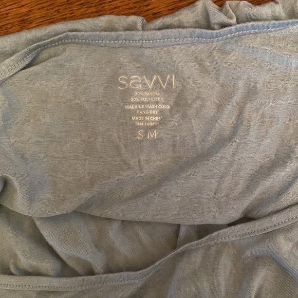 💰SAVVI SM-MD Light Blue Oversized Relaxed Boxy Curved Hi Low Hem TIDES Top - Picture 13 of 13